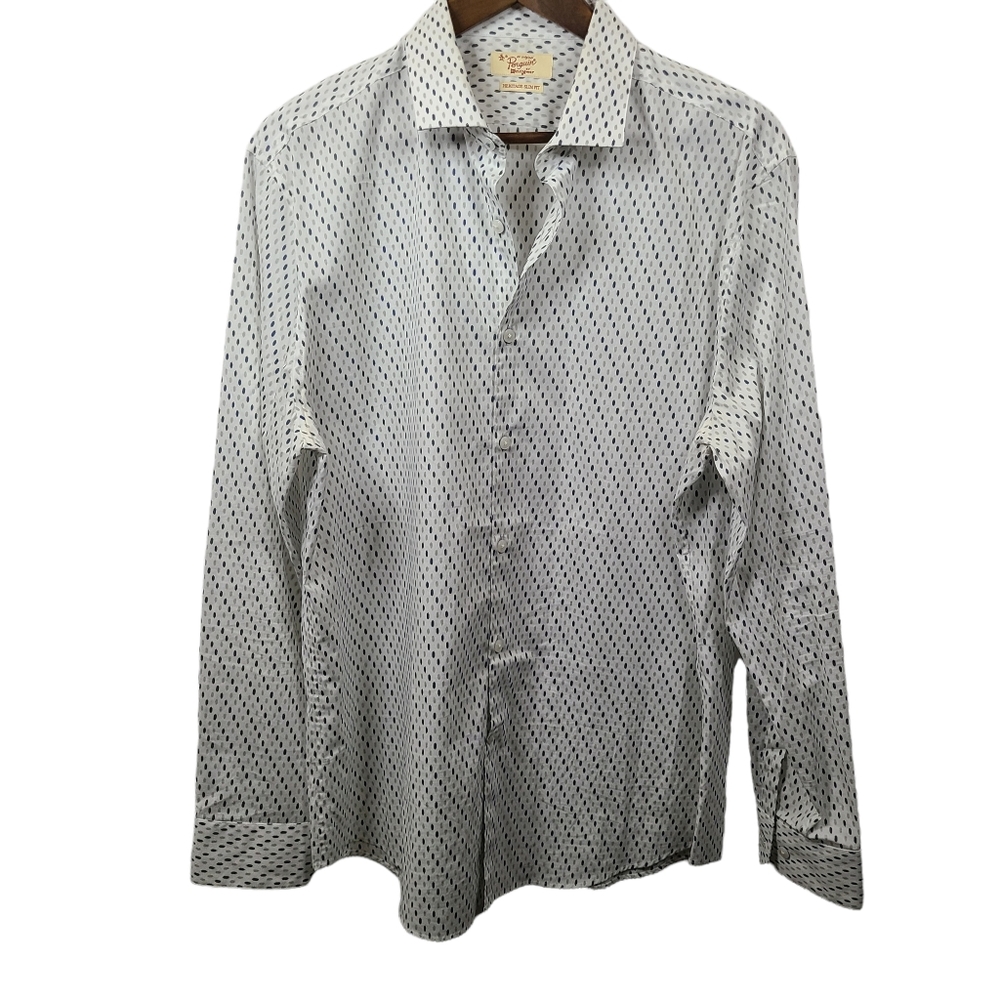 Original Penguin Heritage Slim Fit Dashdot Button Front Citton Shirt 16 1/2